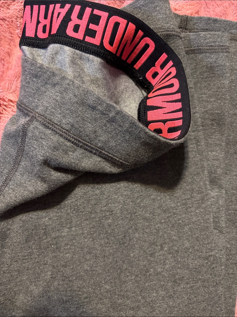 Under Armour Gray Joggers with Pink Logo Waistband Size Snall
